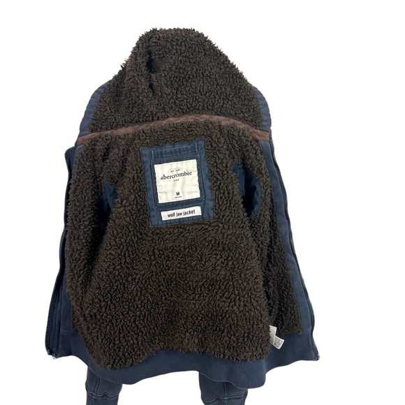 Abercrombie Fitch Vintage Y2K Full Zip Sherpa Lined Hoodie Jacket Blue Size M - Picture 4 of 7